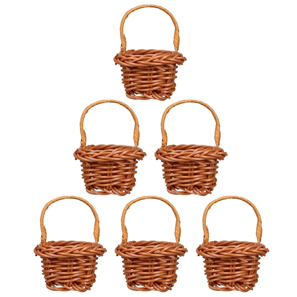 12 pièces Mini panier de fleurs tissé ensemble café rustique petits paniers décor à la maison maison mariage bureau pièce maîtresse stockage Miniature