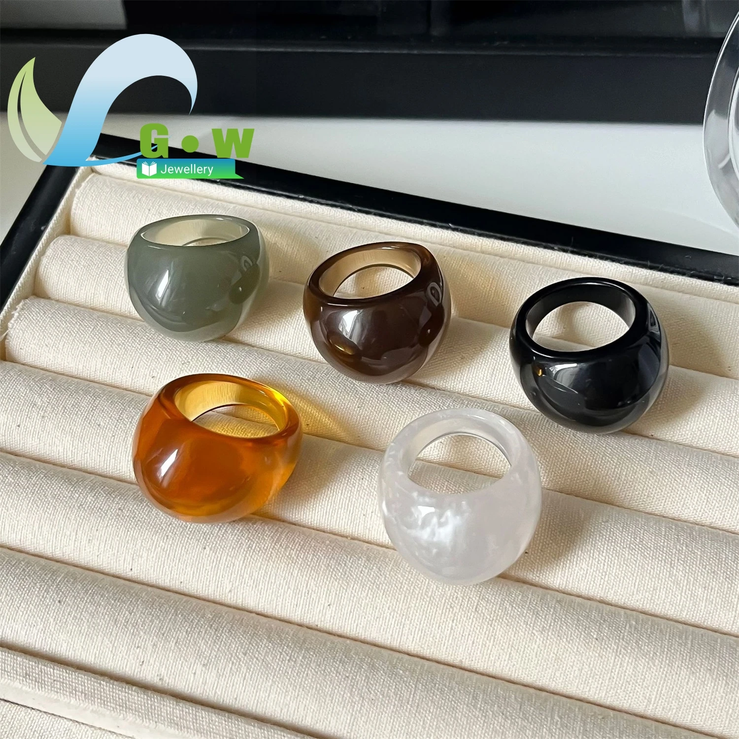 خاتم راتينج فريد للنساء تصميم هندسي بسيط قابل للتعديل بيان البنصر خاتم هدايا مجوهرات أنيقة لعيد ميلادها P