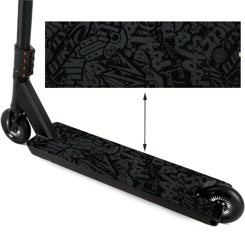 Large matte skateboard sticker black and white graffiti style pattern scooter sticker, scooter sticker, matte surface wear