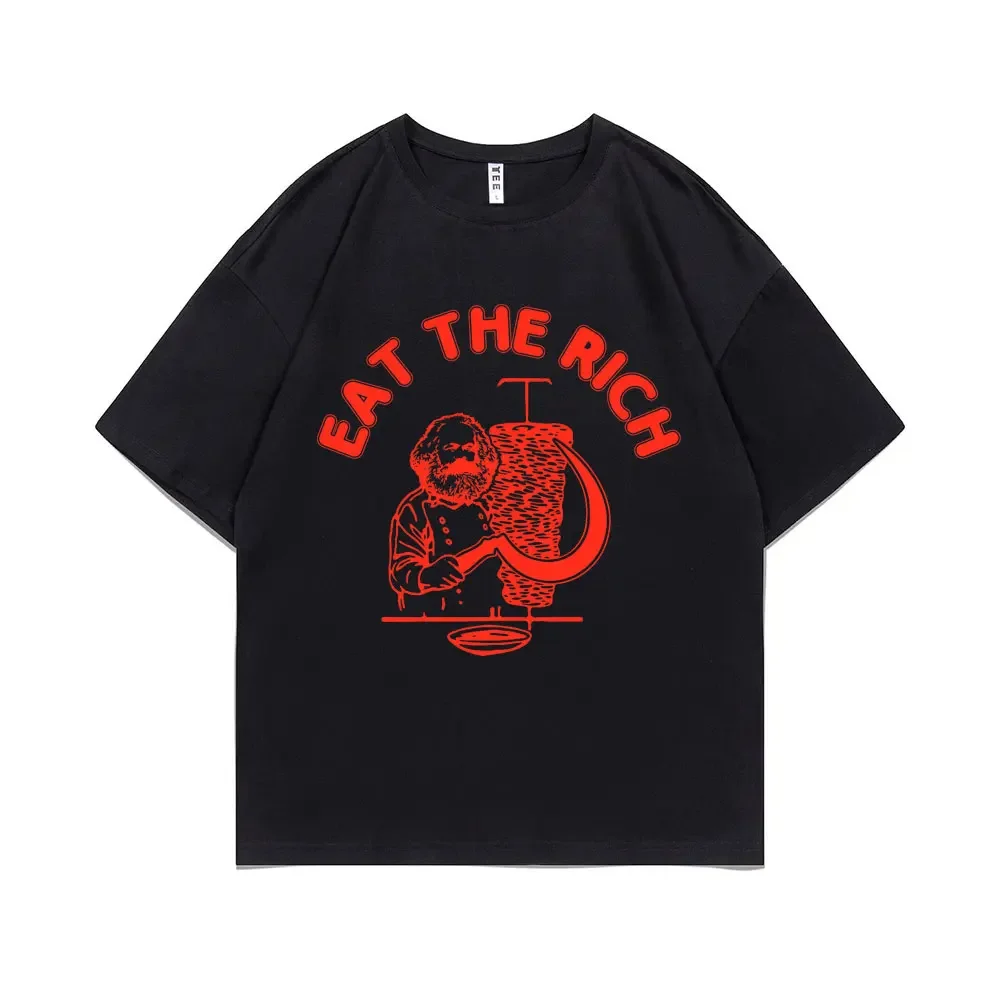 Men Casual Loose Tshirt Funny Eat The Rich Doner D%C3%B6ner Kebab Karl Socialist Hasan Piker Marx Graphic T-shirts Summer