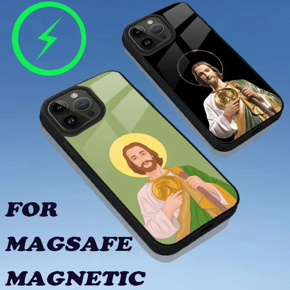 

San Judas Tadeo Phone Case For iPhone 16,15,14,13,12,11,Plus,Pro,Max Mini Magsafe Magnetic Wireless Charging