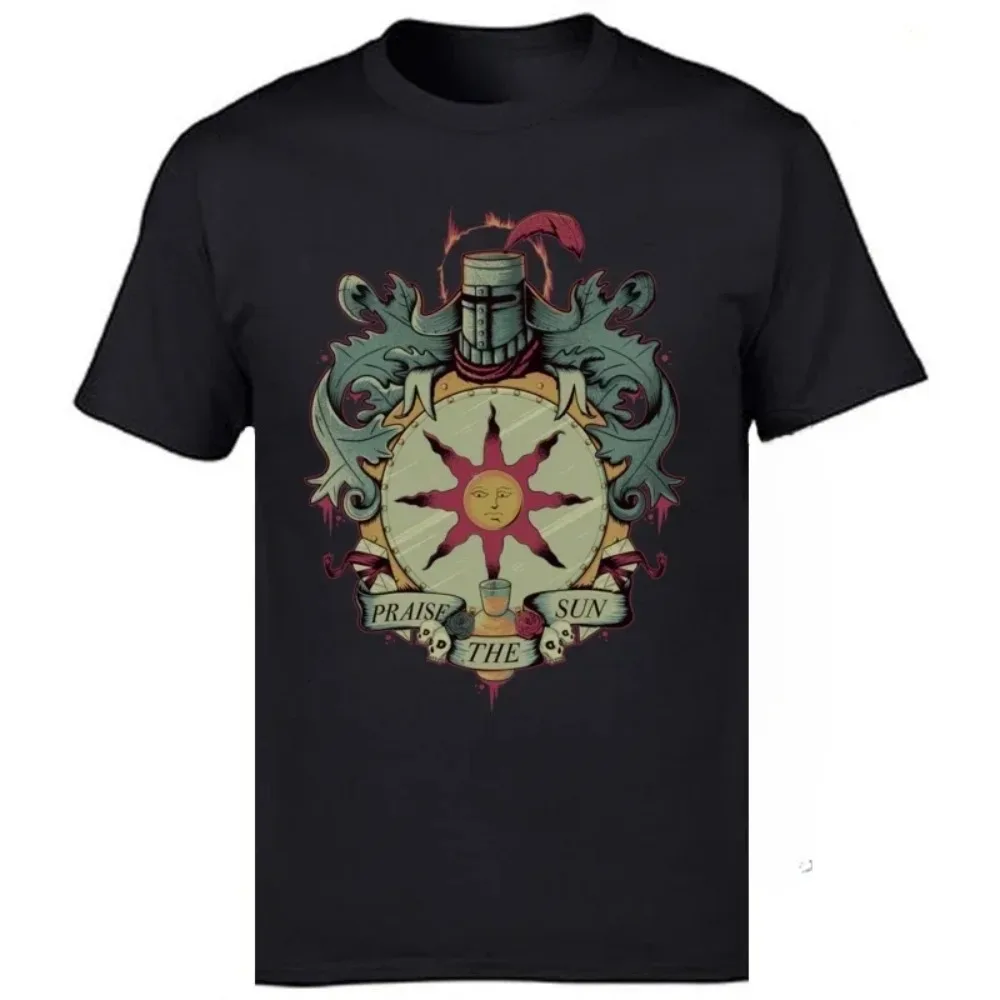 Recién llegado, camisetas y camisetas para hombre, camisetas normales Dark Souls, Camiseta de manga corta de tela de algodón, Camiseta con cuello redondo, juego Vintage