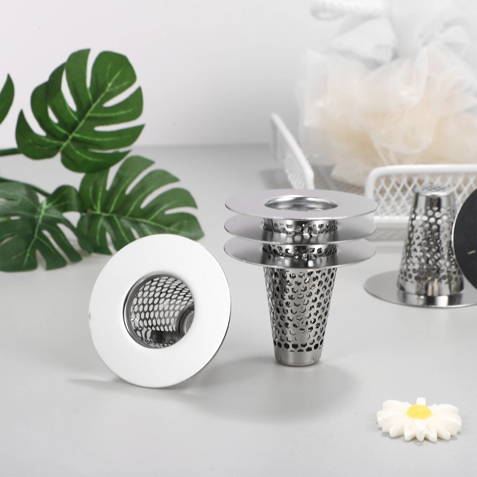 

6Pcs Stainless Steel Sink Strainers Cone Design Drain Hair Catchers Kitchen Bathroom Drain Covers Filter Stopper