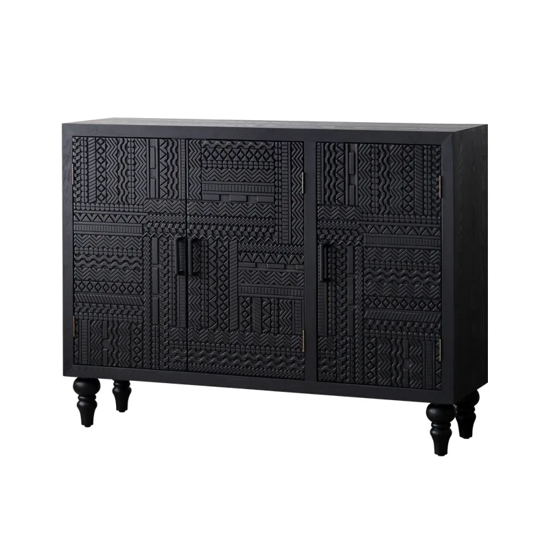 

furniture storage cabinet, simple bed and breakfast living room, solid wood carving flower and dining side cabinet