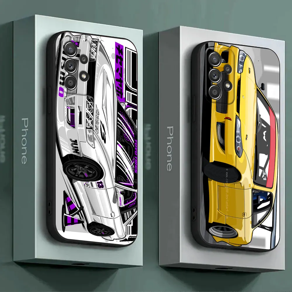 Tokyo JDM Drift Sports Car Phone Case For Samsung Galaxy A15 A25 A24 A23 A22 A21S A20s A13 A05S A04 A03 A02 A14 Soft Black Cover