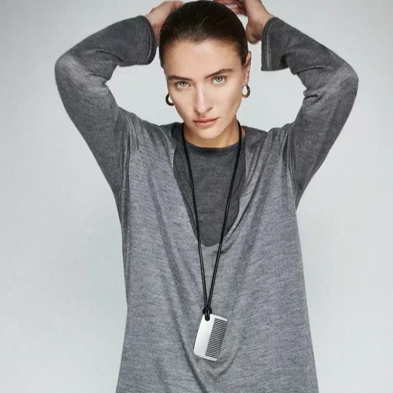 

V-neck Top for Women's 2024 Spring/summer New Minimalist Lazy Style Wool Loose Knit Thin Base Sweater Old Money