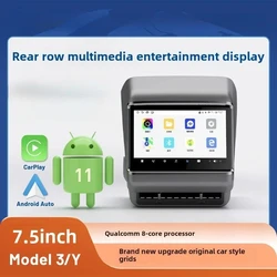Android 11 Rear Seat Display for Tesla Model 3 Y 7.5 Inch Multifunction Player IPS Touch Screen Air Conditioner Control Panel