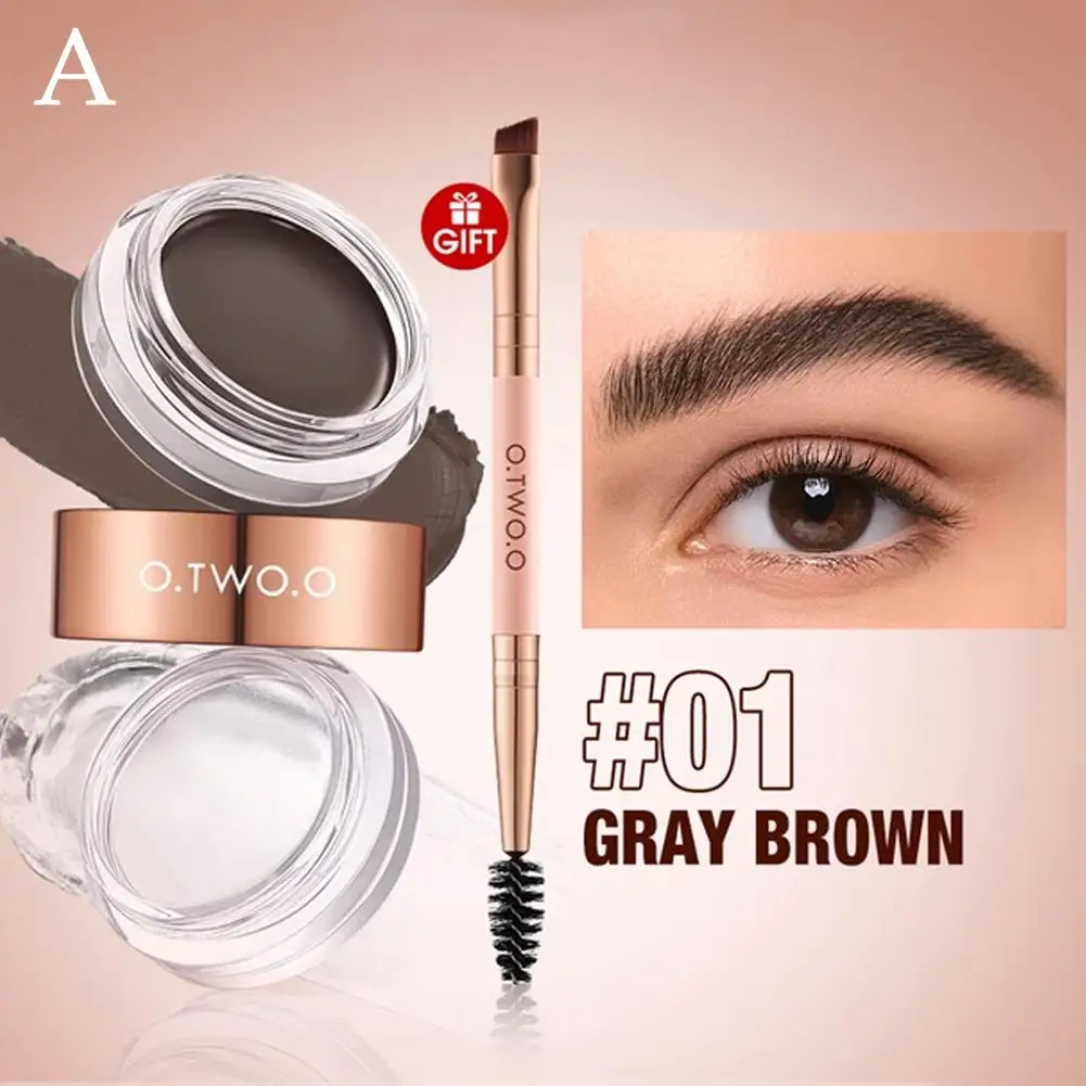 2-in-1 Eyebrow Pomade Brow Gel Wax Waterproof Long Lasting Creamy Texture Eye Brow Tint Enhancer Cosmetic Makeup