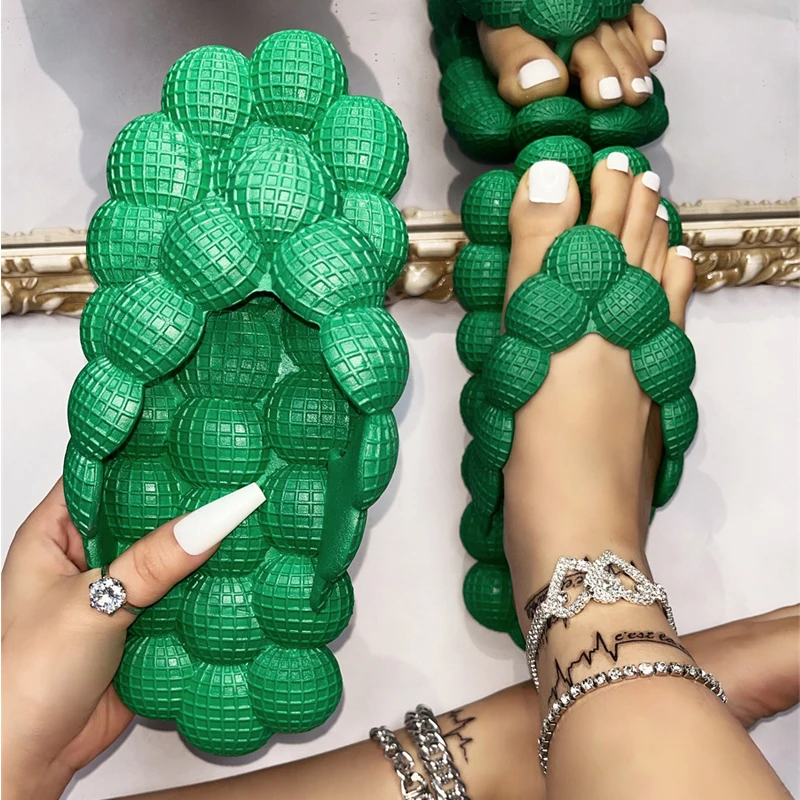 Flip-flops Bubble Shoes Summer New Fashion Open-toed Bubble Slippers 2023 Women Wear Slippers Indoor Flat Sandals Beach Shoes