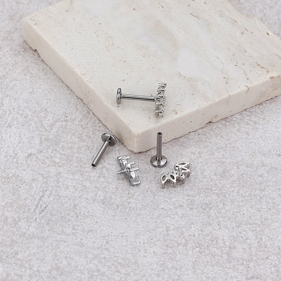 1/5 Stück Stahl 16G Cluster Marquise CZ Tragus Helix Stud Conch Lobe Rook Knorpel Ohrring Blume Flat Back Labret Piercings – Detail 11