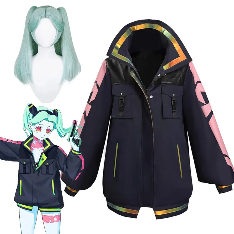 Rebecca Cosplay Costume Wig Anime Edge Cospaly Runner Fantasy Women Jacket Coat Halloween Carnival Outfits For Disguise Ladies