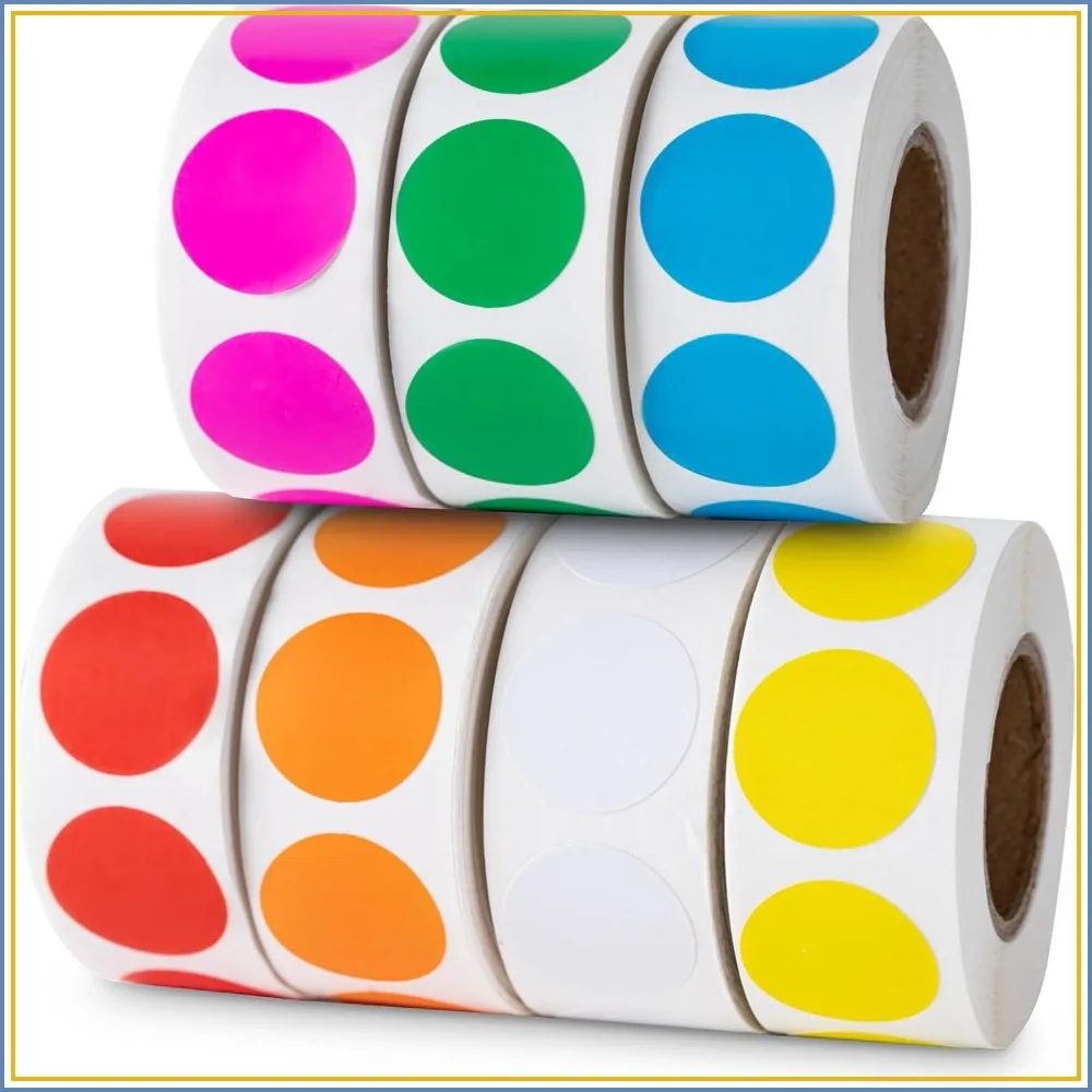 

3500 Pcs Colored Dot Stickers, 3/4" Round Labels, 7 Colors, Office Classroom Home Use