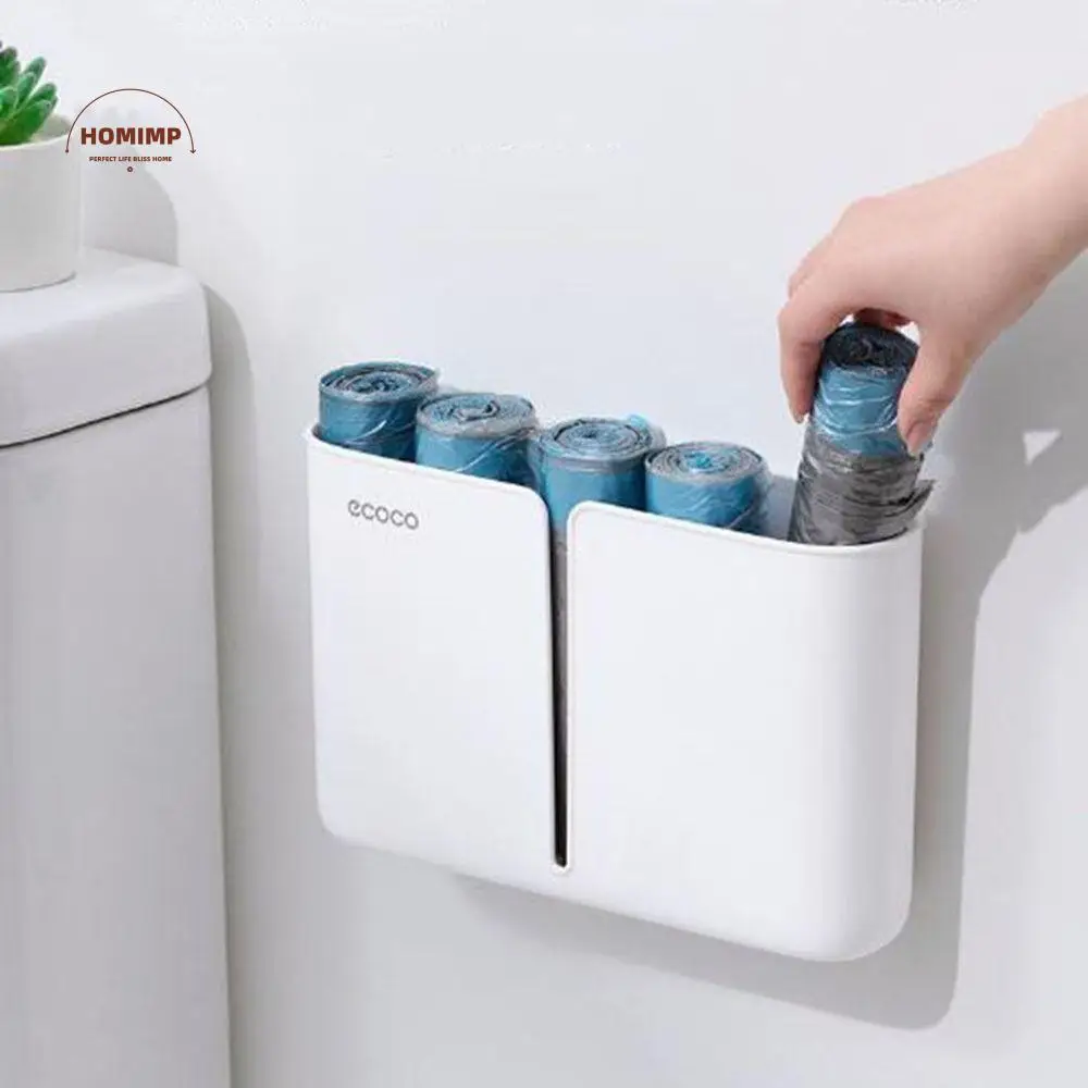 

Plastic Plastic Bag Storage Box Wall-mounted Nail-Free Garbage Bag Holder Space Saving Large Capacity Trash Bag Container