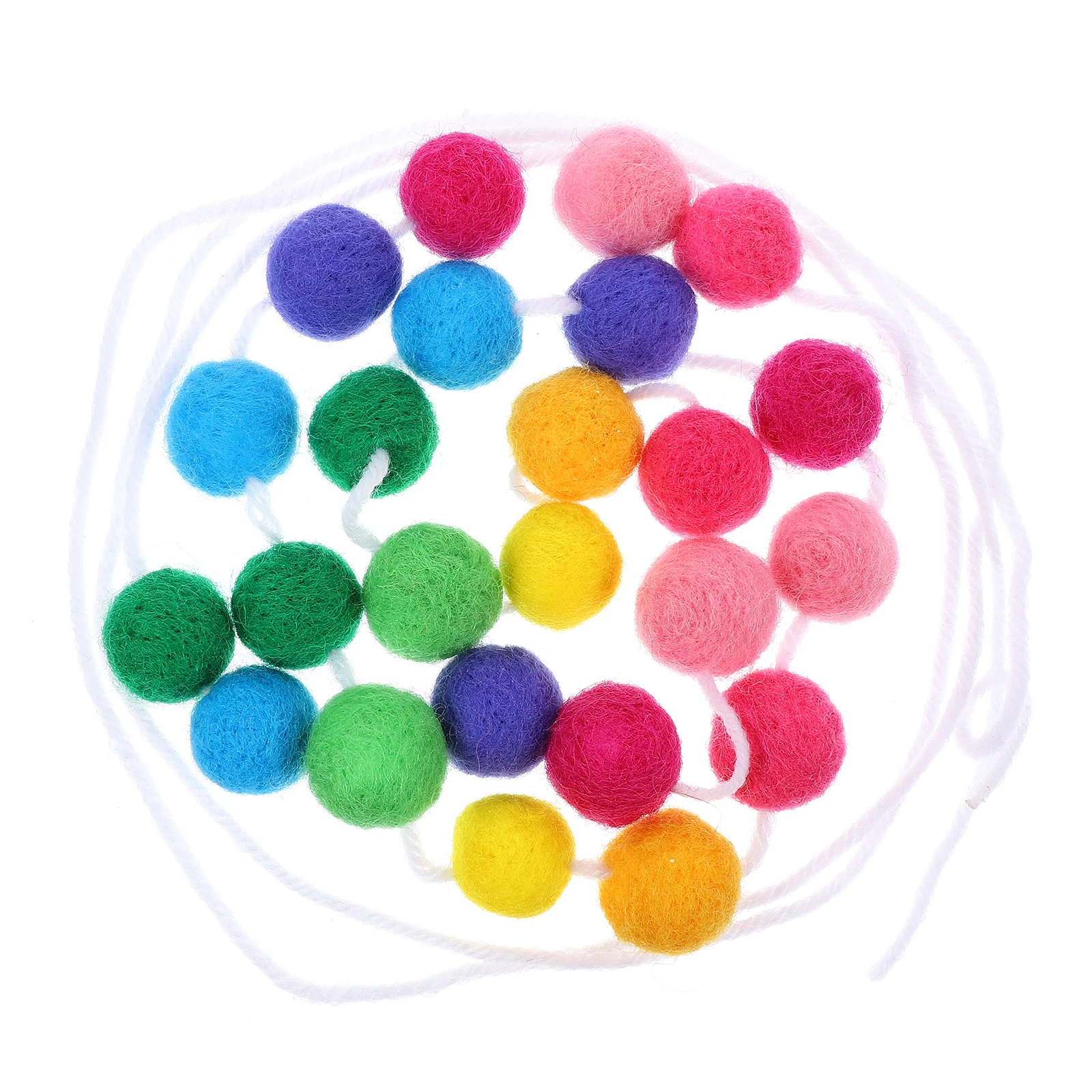 

24pcs Felt Pom Pom Ball String Kids Room Decoration Wall Hanging Adornment Home Decor Party Banner Photography Props Ball