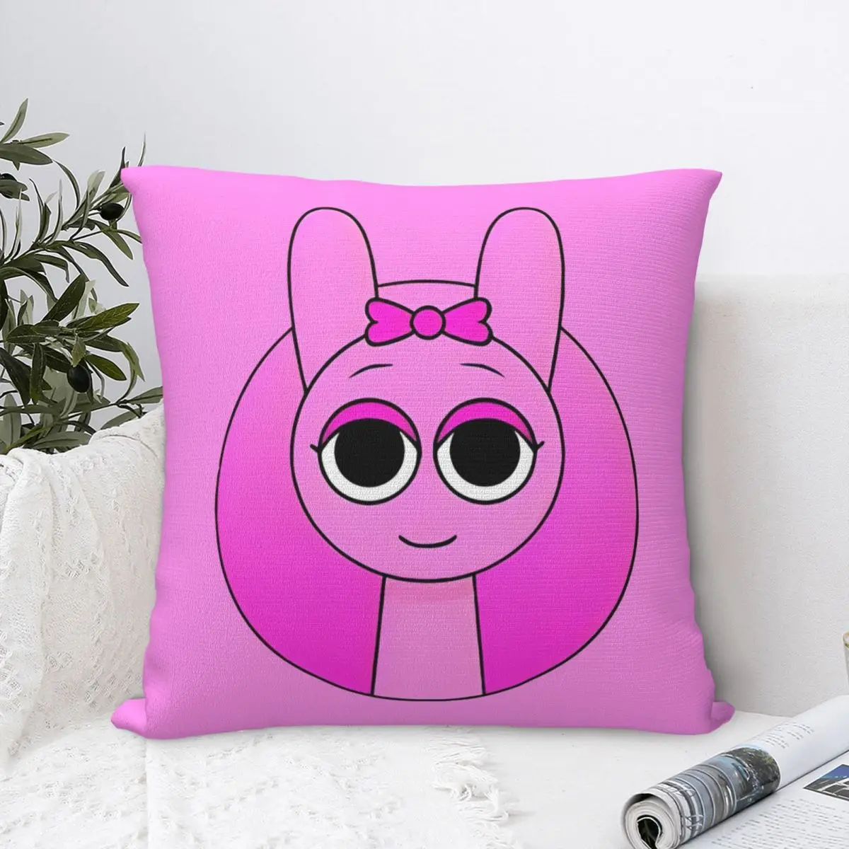 Sprunki Incredibox Pinki Square Pillowcases Polyester Room Cartoon Anime Game Cushion Cover Cute Decor Pillow Cover 45*45