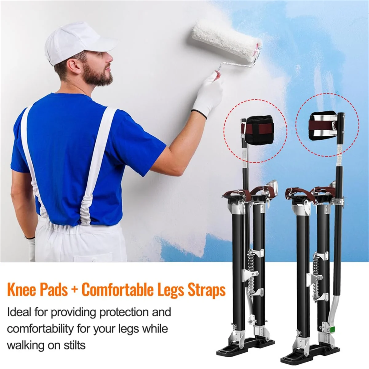 

ABNJ 4PCS Drywall Stilts Leg Band Straps, Drywall Stilt Replacement Part Stilts Straps,Adjustable Leg Fixation Strap Kit