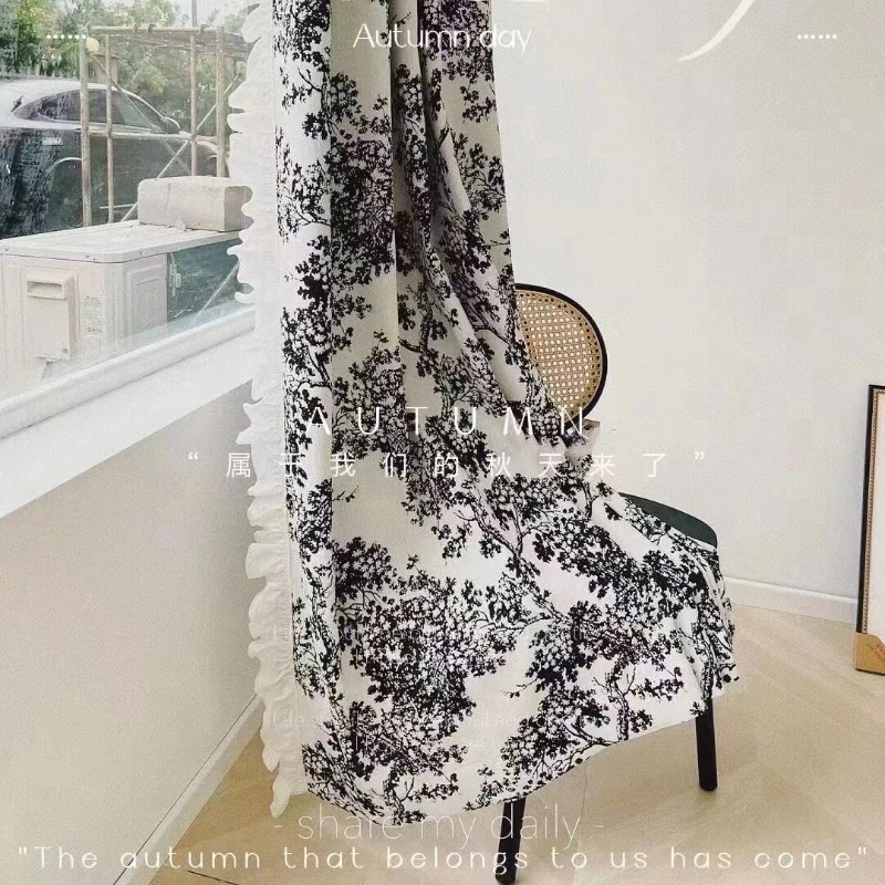 French Chic Curtains for Living Room Bedroom Dining Room Premium Cotton Linen Light Luxury Curtains Customized Blackout Curtains