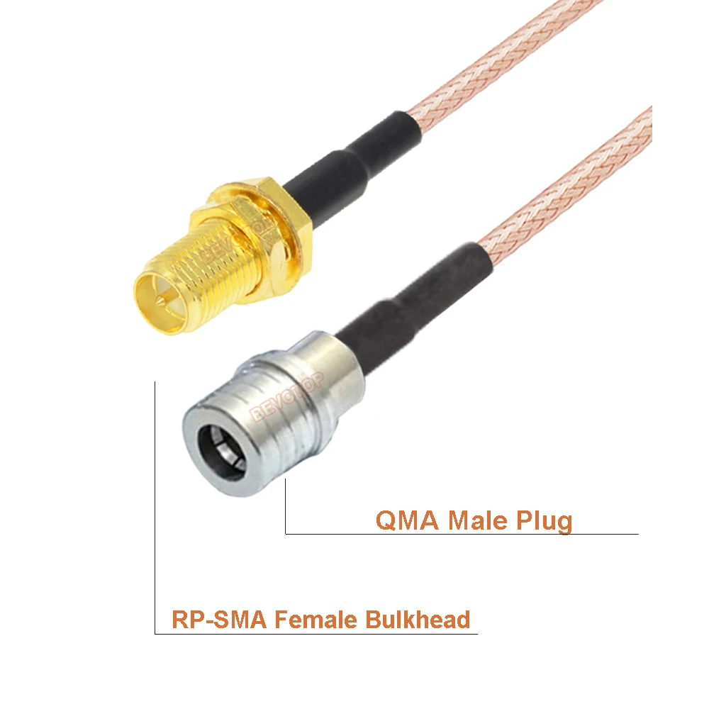 BEVOTOP RG316 Kabel SMA Stecker/Buchse auf QMA Stecker rechtwinklig 90 ° Stecken Sie den 50-Ohm-HF-Koaxial-Pigtail QMA auf den SMA-Jumper mit geringem Verlust an