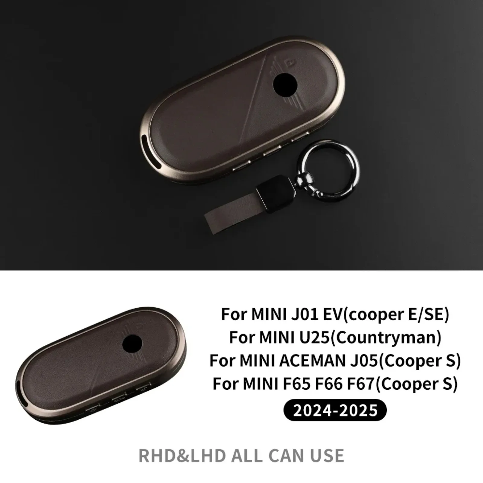 For MINI J01 J05 U25 F65 2024-2025 Aluminum Leather Smart Key Fob Case Anti Scratch Remote Protector Mod Car Accessories
