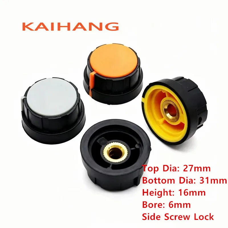 2PCS Rubber Rotary Knob 6mm Shaft Copper Core Knob Cap for Potentiometer Audio Mixer Speed Regulator Volume Controller knob
