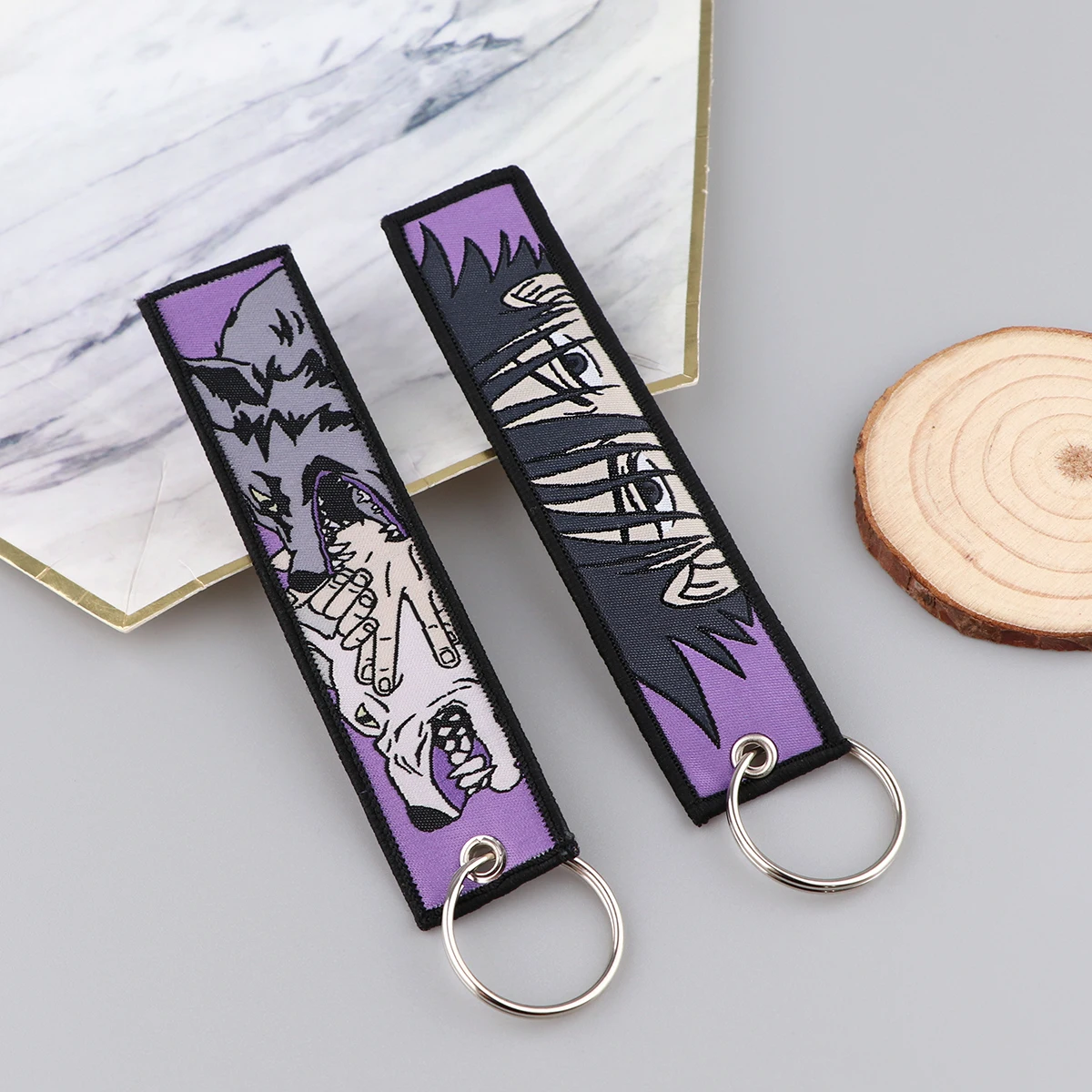 Japanese Anime Key Chain for Motorcycles and Cars Anime Key Tag Satoru Gojo Embroidery Key Fobs Keyring Fashion Chaveiro image 5