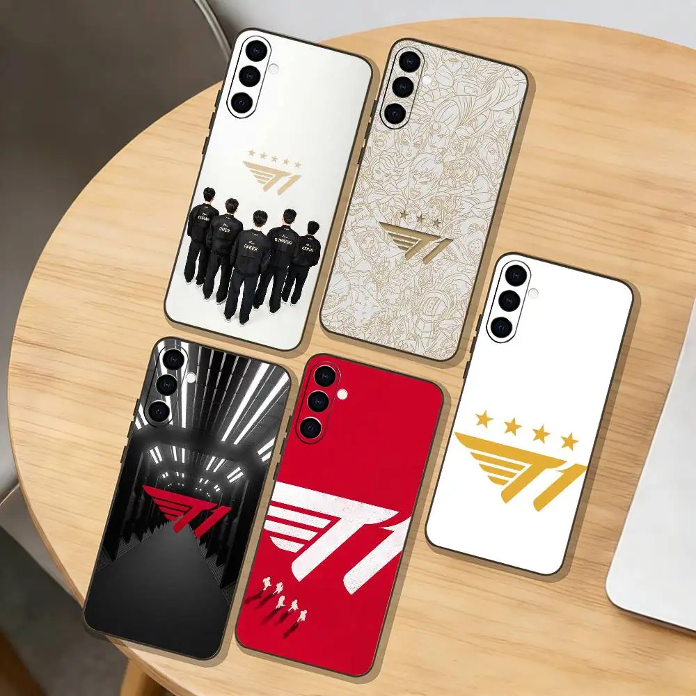 Cool t-T1 E-gaming Design Phone Case For Samsung Galaxy A73,A72,A71,A70,A53,A52,A51,Soft Silicone Black Cover