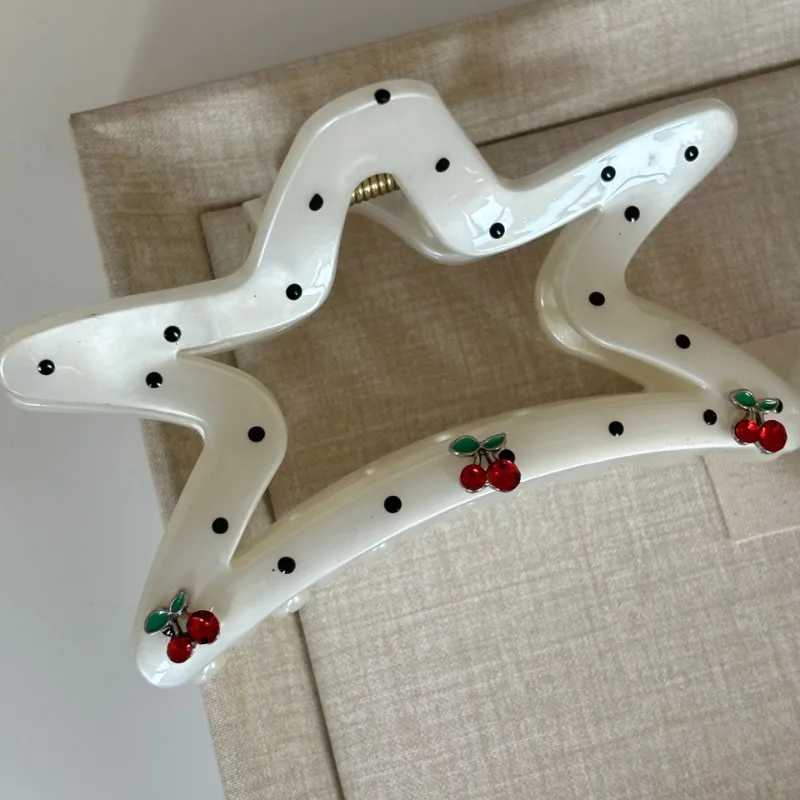 Sweet girly polka dot cherry grab clip hair grab hair accessories high value Mori versatile back head shark clip hair