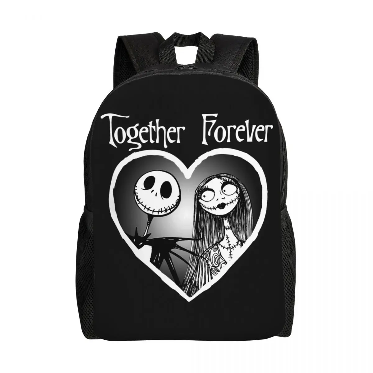 

Custom Jack Together Forever Halloween Backpack for Men Women College School Student Bookbag The Nightmare Before Christmas Bags