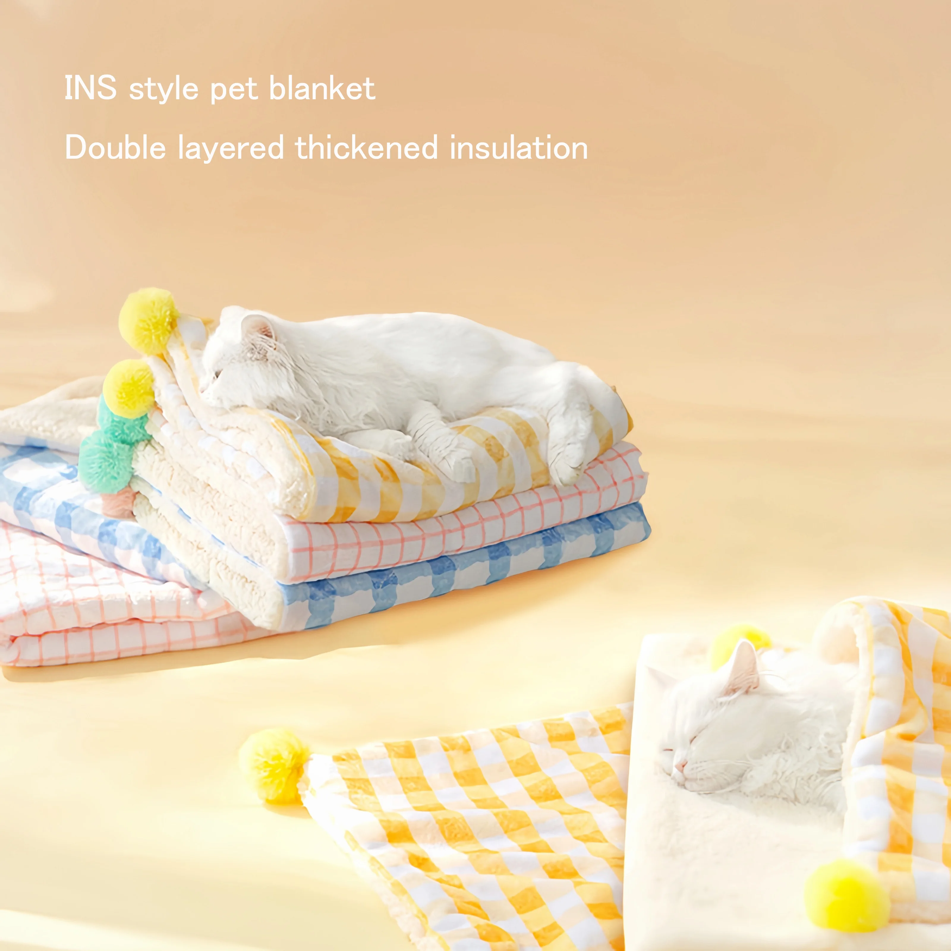 

Flannel Pet Sleeping Mat ​INS Style Crystal Velvet Pet Blanket Double Layer Thickened Lamb Wool Warm Soft Mat for Cats Dogs