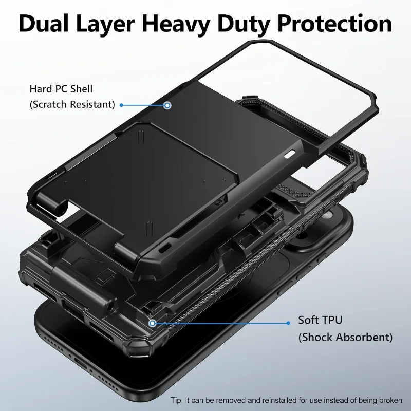 Case For iPhone 18 Pro Max 17 16 Pro Max 15 14 13 12 Heavy Duty Wallet Hidden Flip Slot Protective Hard Back Covers Coque Fundas
