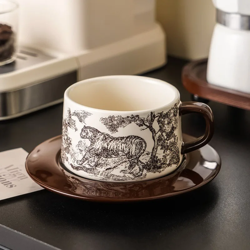 Coffee cup, high-value gift for girlfriends, birthday housewarming gift, coffee cup and saucer set 270ml.