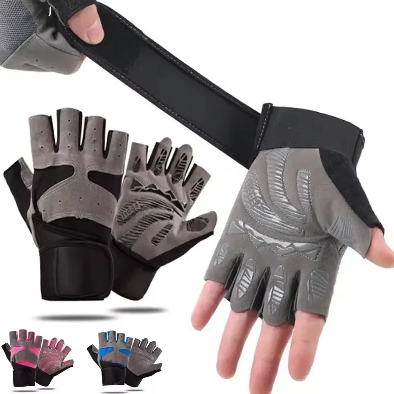 Guantes de ciclismo antideslizantes transpirables para hombre y mujer, manoplas de medio dedo para gimnasio, guantes de entrenamiento deportivo para Fitness