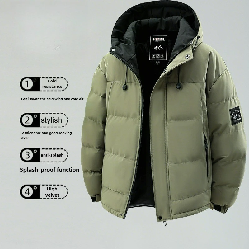 

Winter Men's Windproof Cotton Clothing Thickened Casual Warm Fashionable Outdoor Hiking Camping Tourism Cycling Skiing Running