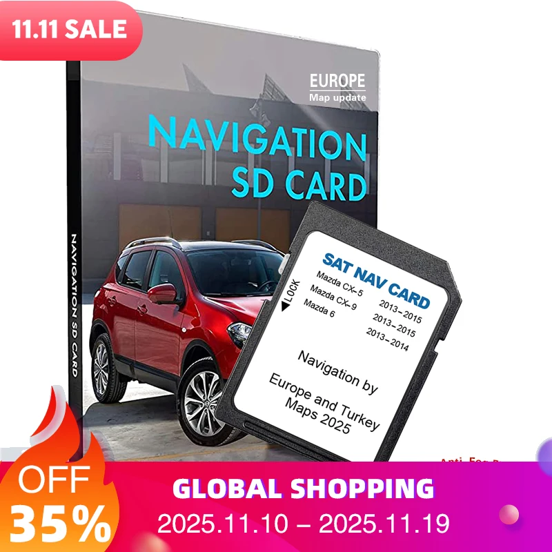 

8GB EU Turkey UK GPS Map for Mazda 6 CX5 CX9 2025 Car Navigation SD Card Sar Navi Update Free Anti Fog Flim