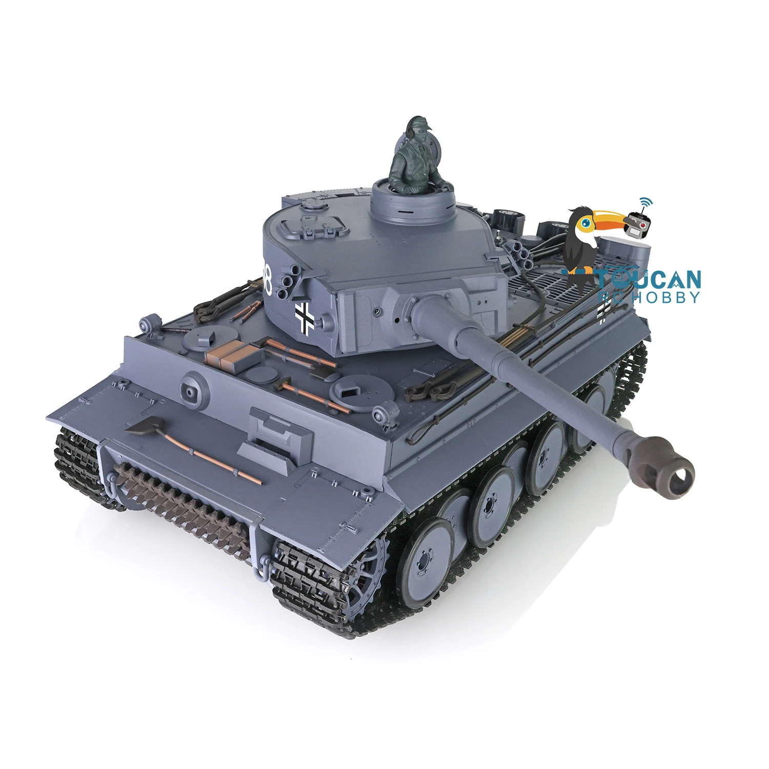 Speelgoed 1/16 2.4Ghz HENG LONG 7.0 Duitse Tiger I RC Tank 3818 Vat Terugslag BB Airsoft Rook TH17234-SMT4