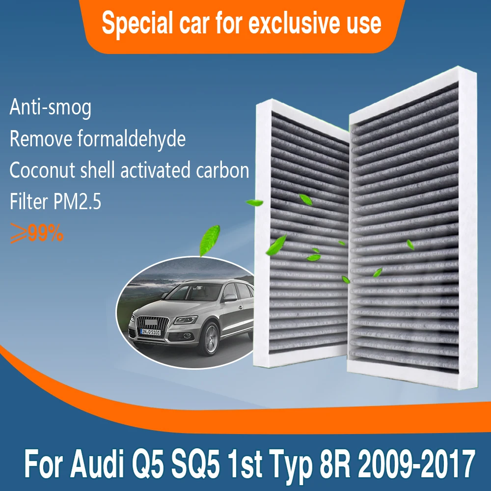 For Audi Q5 SQ5 1st Typ 8R 2009~2017 8K0819439B Car Accessories Activated Carbon Cabin Filter Auto Parts Tools PM2.5 Cleaner ABS