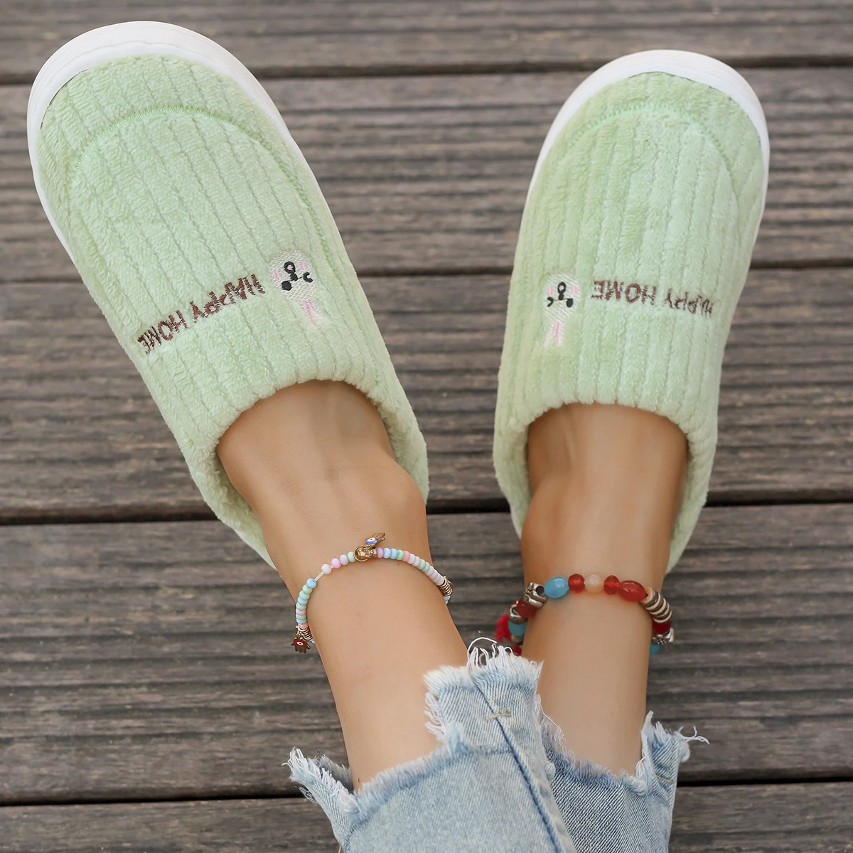 Winter Home Cotton Slippers for Women Indoor Soft Sole Non Slip Shoes Warm Not Tired Simple Slippers Couple Cotton Slides Women