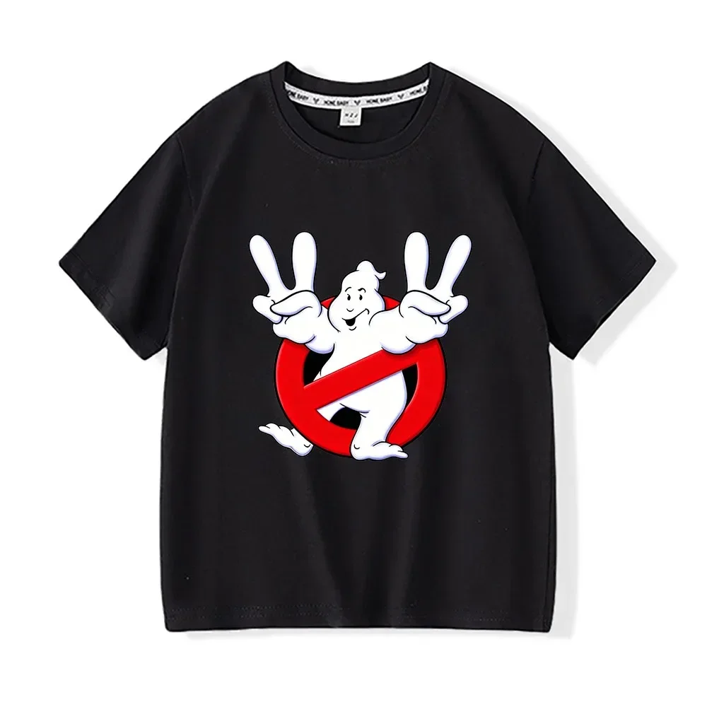 Ghostbusters Children's T-shirt 100% Cotton Funny Graphic Cartoon Print Short Sleeve O-neck Casual Top for Boys & Girls Summer