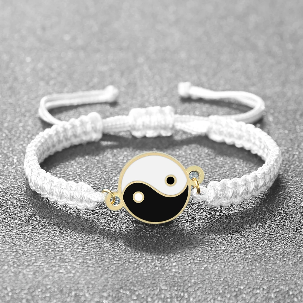 Traditional Tai Chi Yin Yang Couple Bracelets Charm Black Color Hand-Woven Rope Bracelets For Women Men Friendship Jewelry Gifts