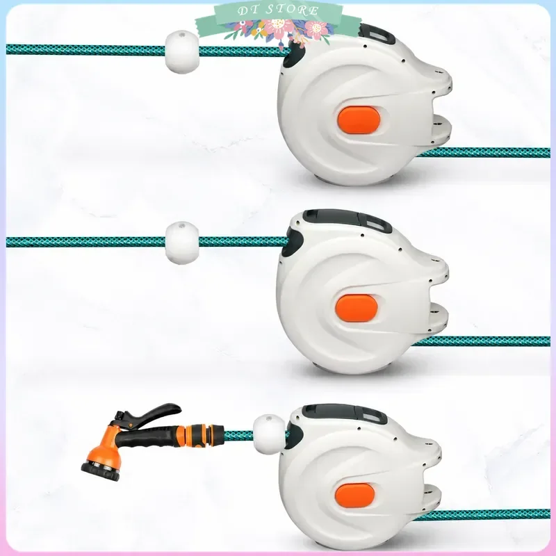 Automatic Rewind Hose Reel 10m 20m with 7 Pattern Nozzle Slow Return System Water Hose for Car Garden Cleaning Irrigation