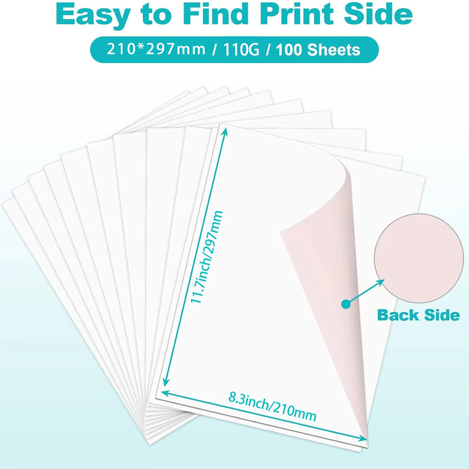 ESHANG A4 Sublimation Paper 100 Sheets 110g Compatible with Inkjet Printer Heat Transfer for T-shirts Mugs Personalized Projects
