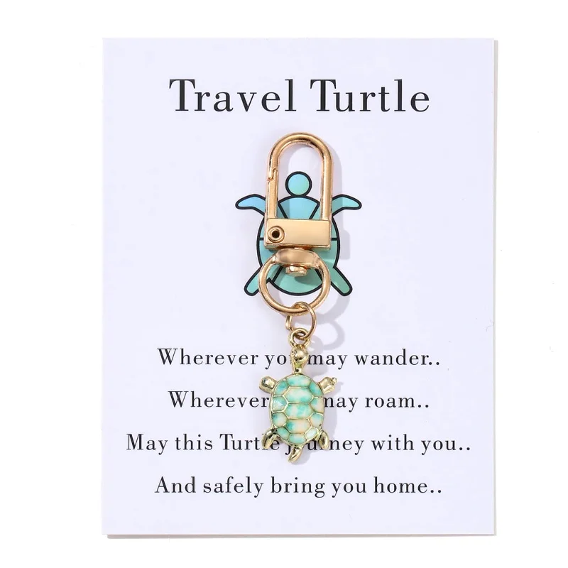 1 قطعة بطاقة صغيرة الفيروز السلاحف السلحفاة يرافقك لفترة طويلة رومانسية المفاتيح هدية عيد الحب كيرينغ