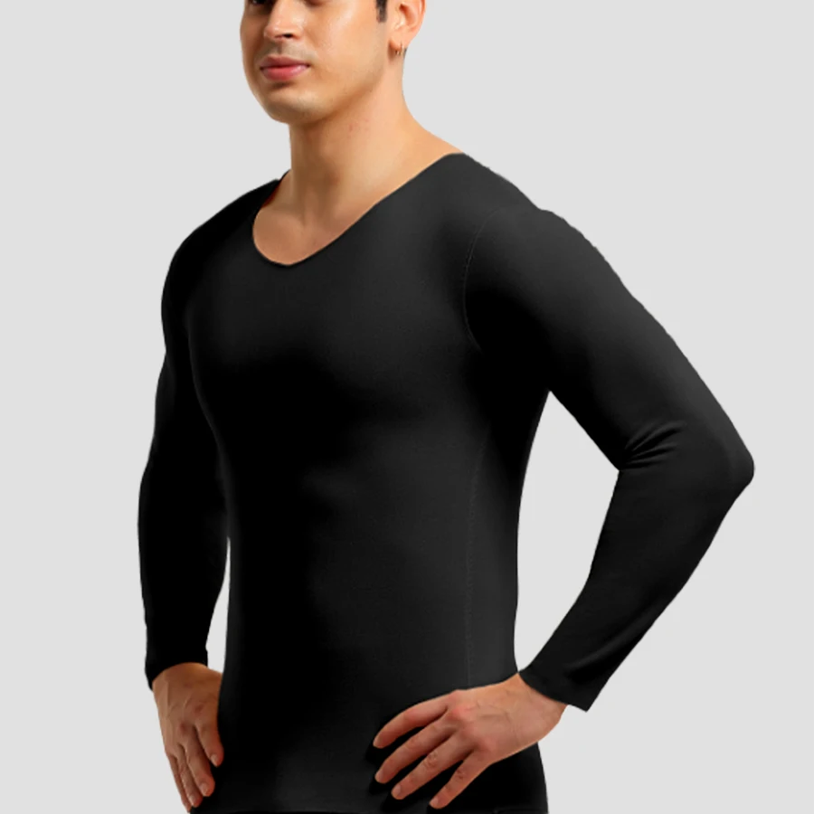 Nahtlose Thermounterwäsche für Herren, einteilig, mit Fleece gefüttert und verdickt. Langärmliges Unterhemd für Herbst und Winter
