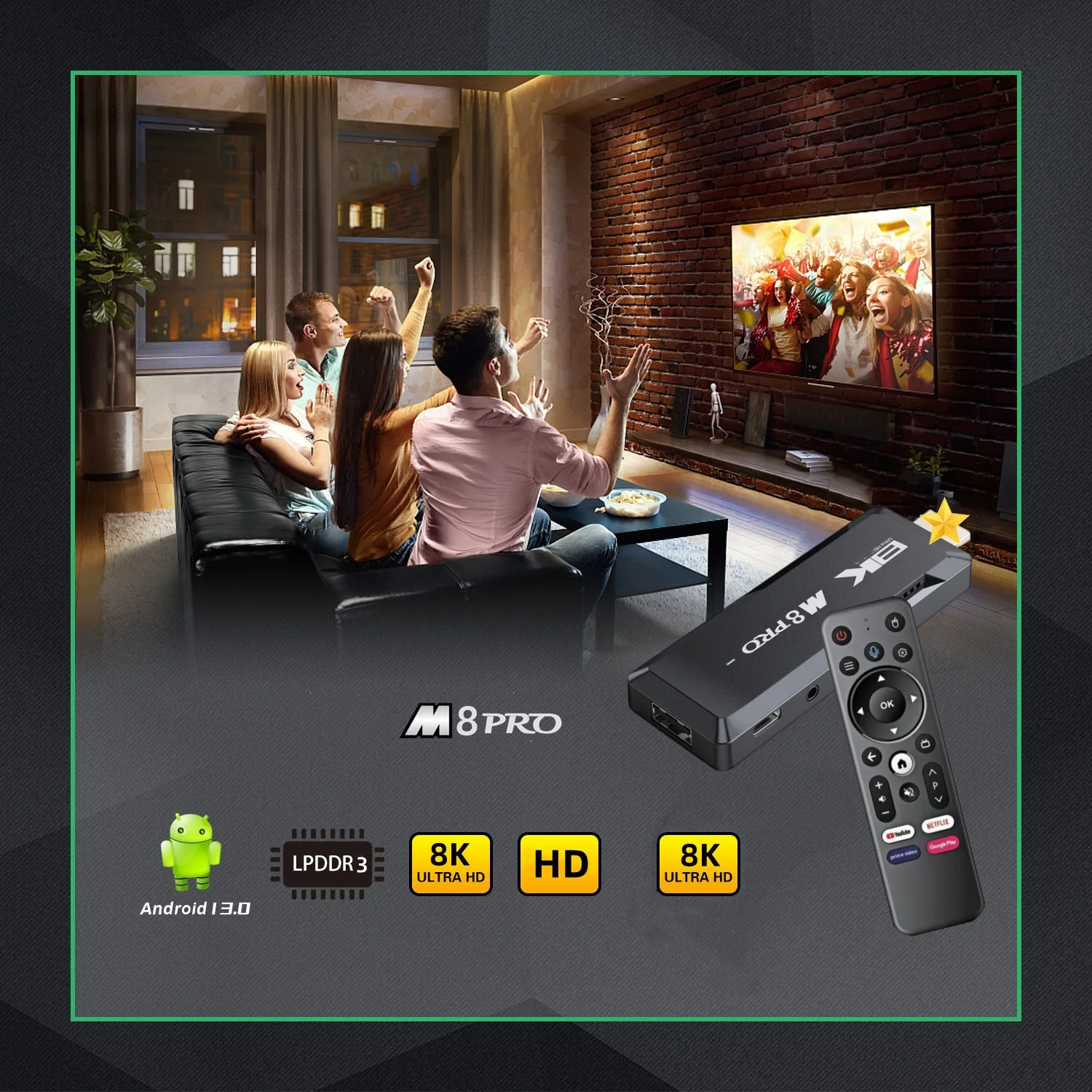 

HaaYot Android 13 TV Stick Set Top OS 8k HDR10+ 2.4/5.8G Smart TV Sticks For Google YouTube NETFLIX Network Media Player