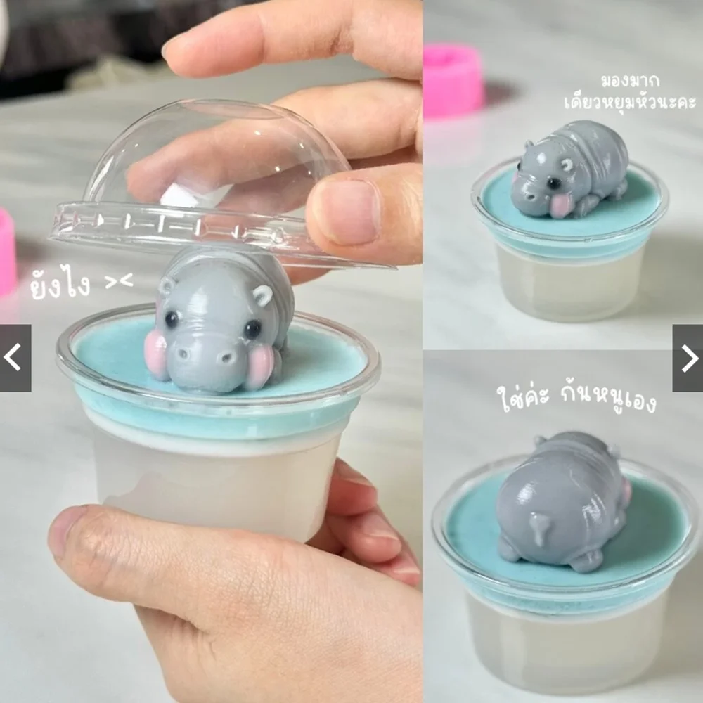 New Animal Cartoon Baby Hippo Food Grade Silicone Mold Chocolate Jelly Pudding Tool Hippopotamus Ice Cream Handmade Candle Mould