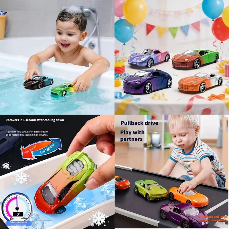 물에 닿으면 색깔이 변하는 자동차 장난감, 색깔이 변하는 목욕 장난감 자동차, 선물 가방 속 선물, 아이들을 위한 재미있는 선물, 테마 파티 선물