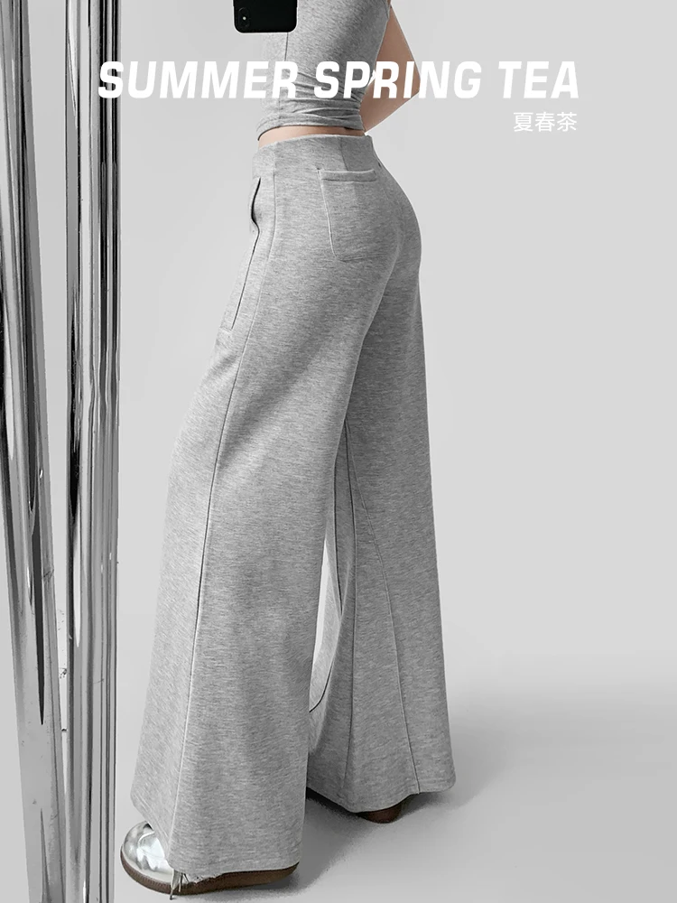 Losse wijde pijpen uitlopende sportbroek Dames zomer lente thee lage taille rechte micro uitlopende losse gevoel vloerlengte broek