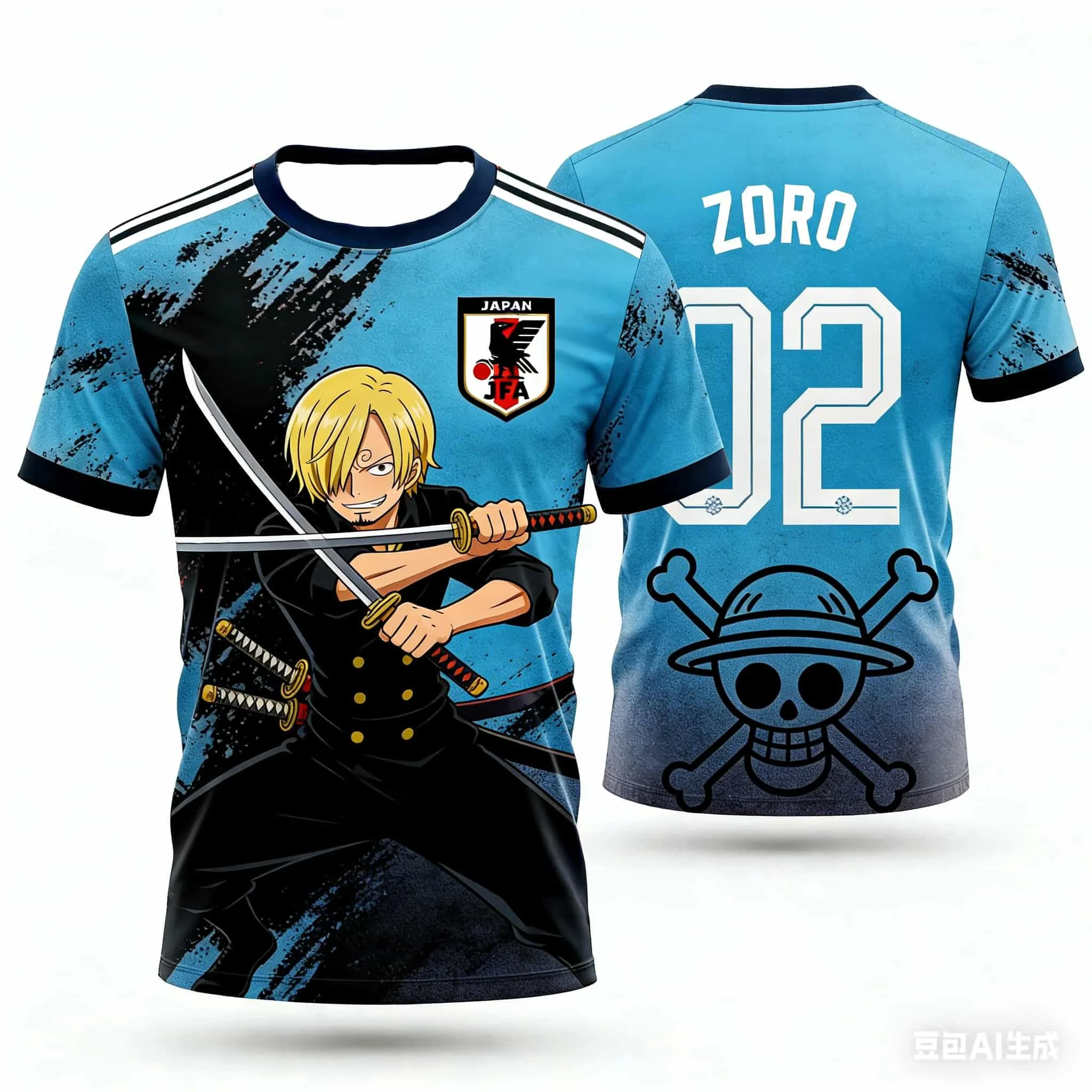 2026 Summer Japan One Piece Luffy Football Jersey Men T-shirt Football Special Jersey Adult Men's Quick-Drying T-shirt view 2