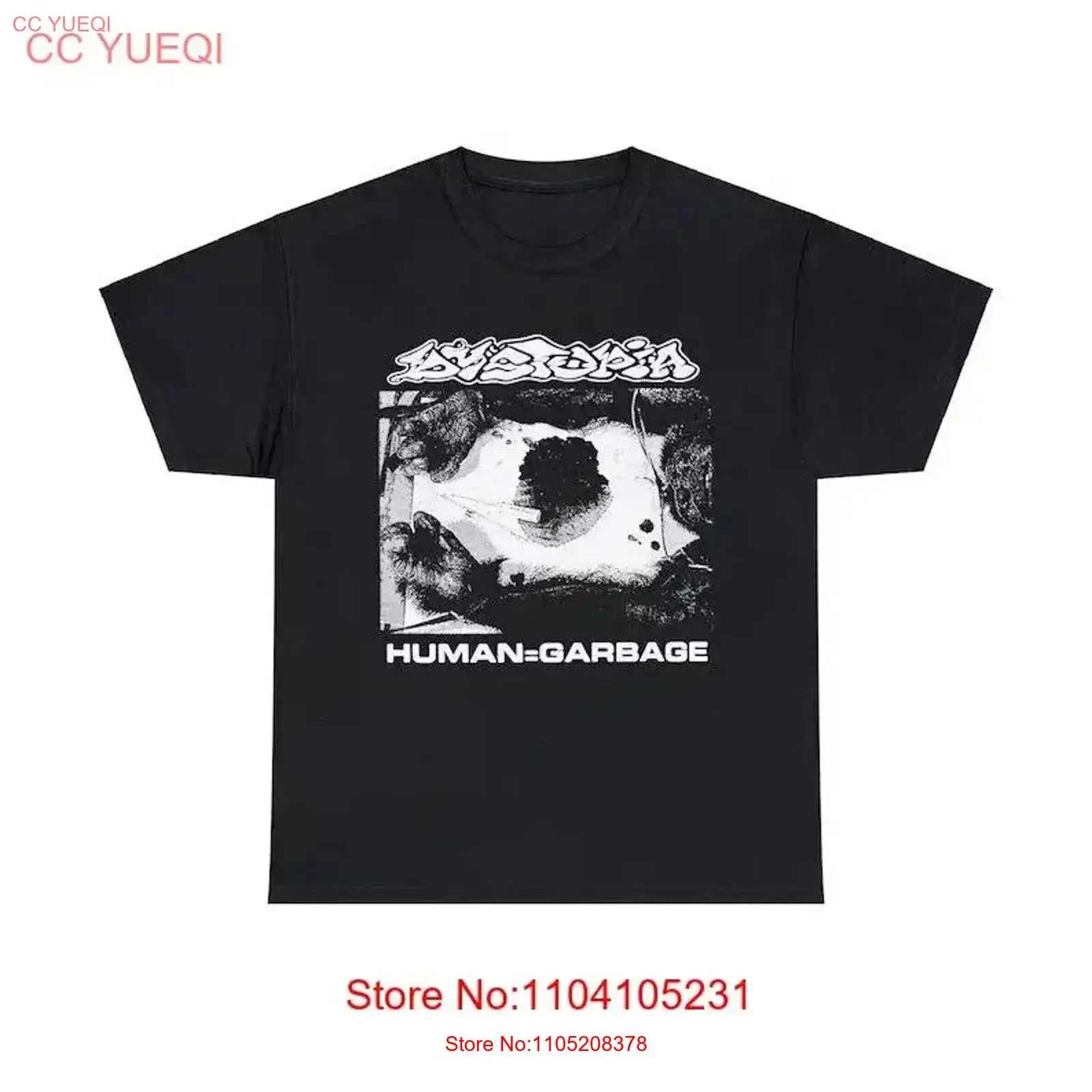 Dystopia Human Garbage T Shirt Vintage Crust Punk Sludge Band Skunk Disrupt vintage Washed graphic Soft streetwear Stretched