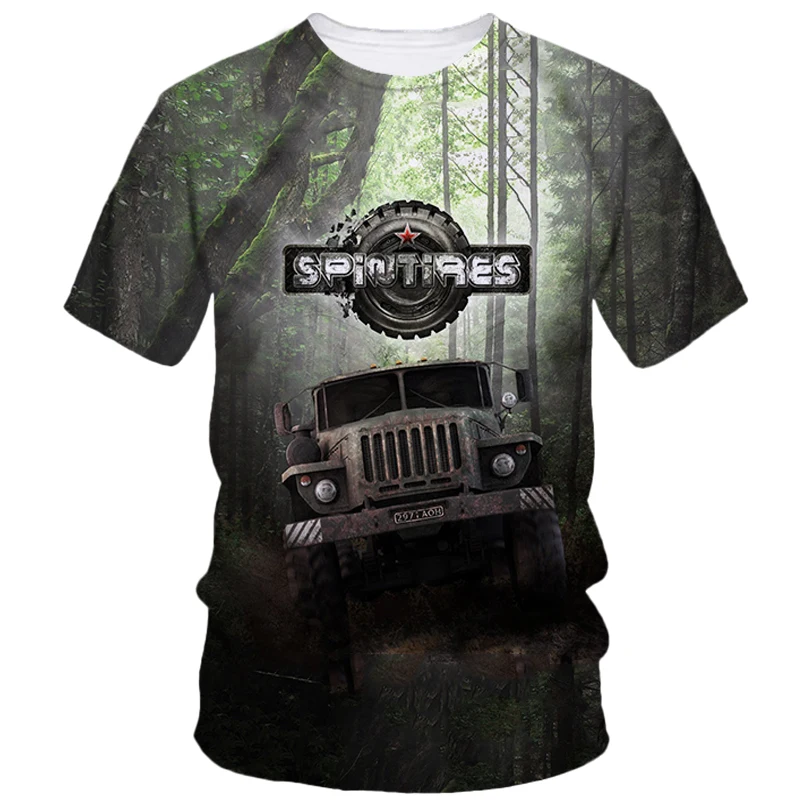 Truck Pattern 3D print set Hip Hop Summer Men\'s Truck Driver T-shirt Short Sleeve Creative Harajuku casual loose quality top